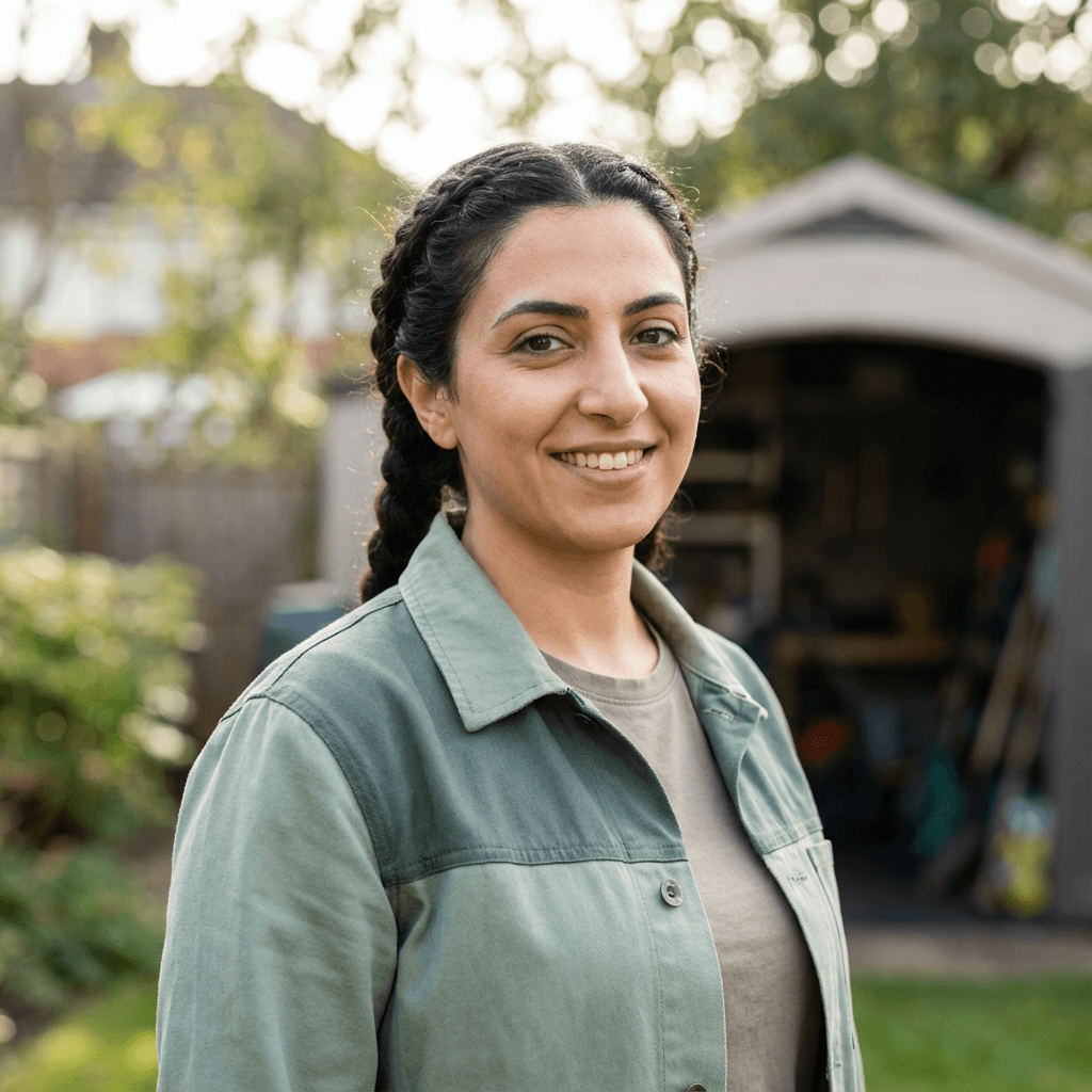 Female homeowner in her 50s standing in a hallway