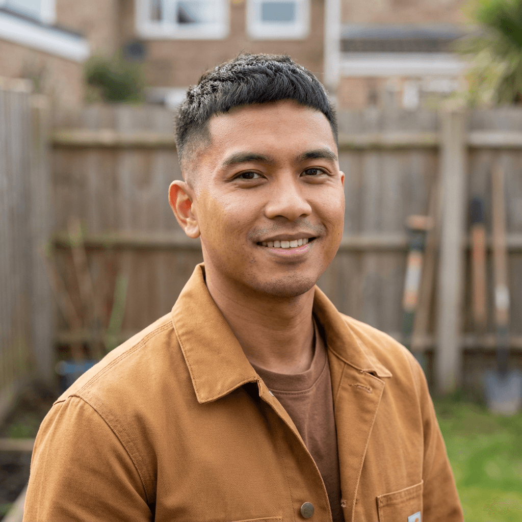Marcus Chen, a homeowner in Sudbury, standing inside his new bathroom