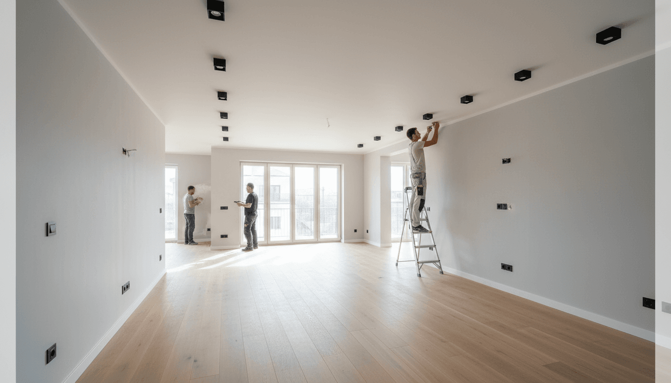 Renovation crew working on a home interior